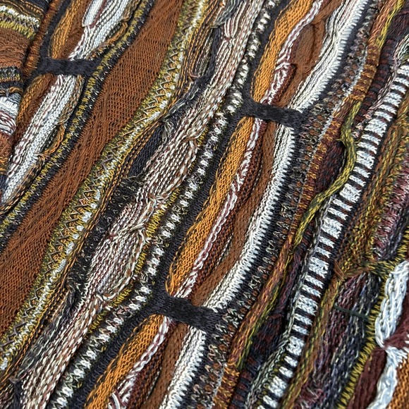 Norm Thompson Sweater Mens Large Brown 3D Textured Knit Crewneck Made in Italy - Picture 2 of 6